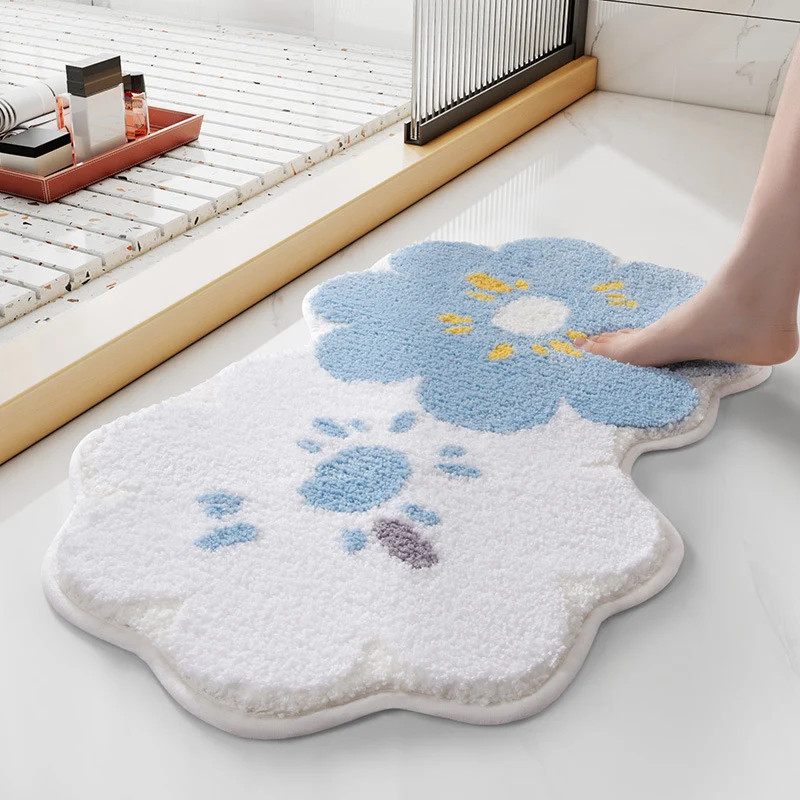 Floral Patterned Bathroom Mat