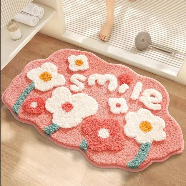 Floral Patterned Bathroom Mat