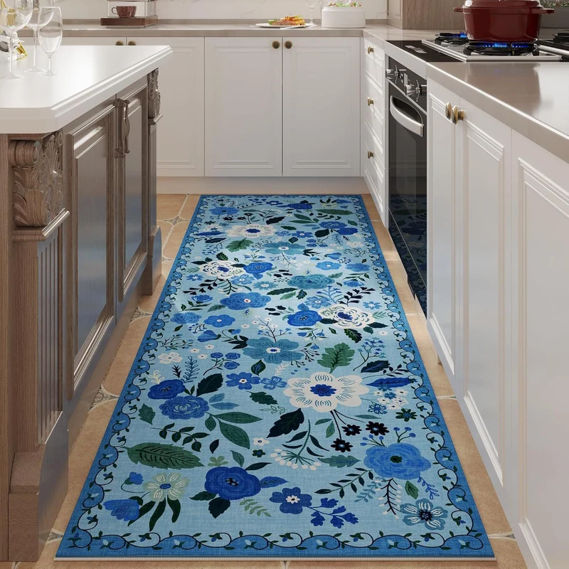 Floral Pattern Kitchen Runner Mat