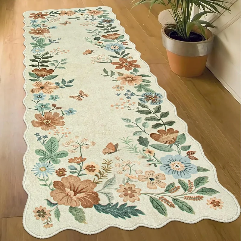 Floral Pattern Kitchen Runner Mat
