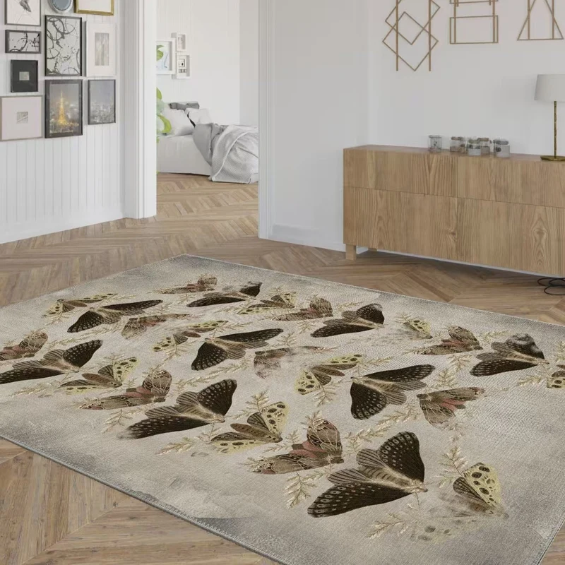 Decorative Butterfly Pattern Area Rug