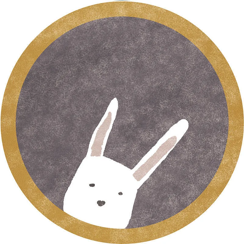 Cute Rabbit-Themed Round Area Mat