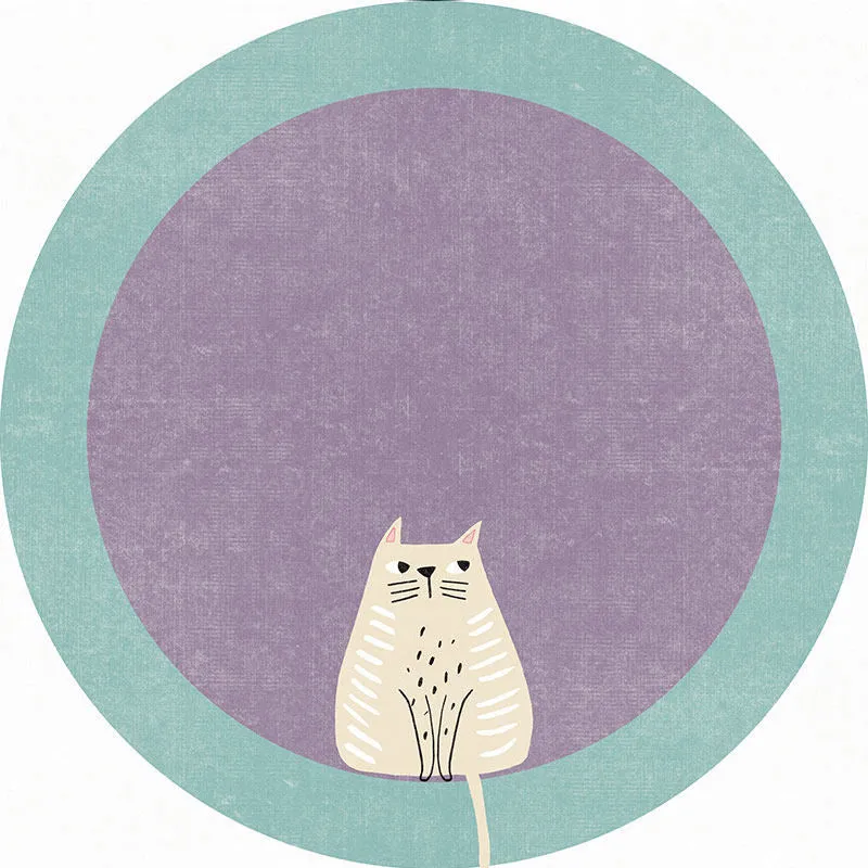 Cute Rabbit-Themed Round Area Mat