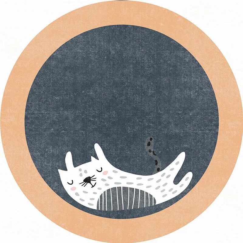 Cute Rabbit-Themed Round Area Mat