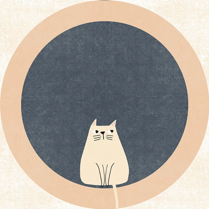 Cute Rabbit-Themed Round Area Mat