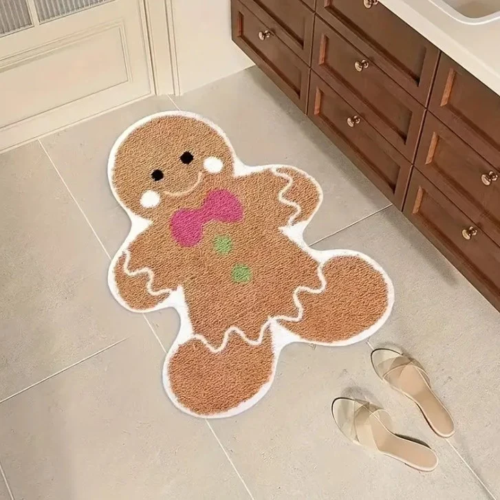 Cute Gingerbread-Shaped Bath Mat