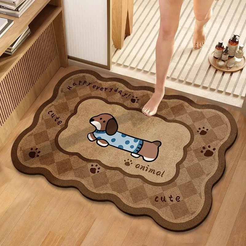 Cute Dog-Themed Plush Bath Mat