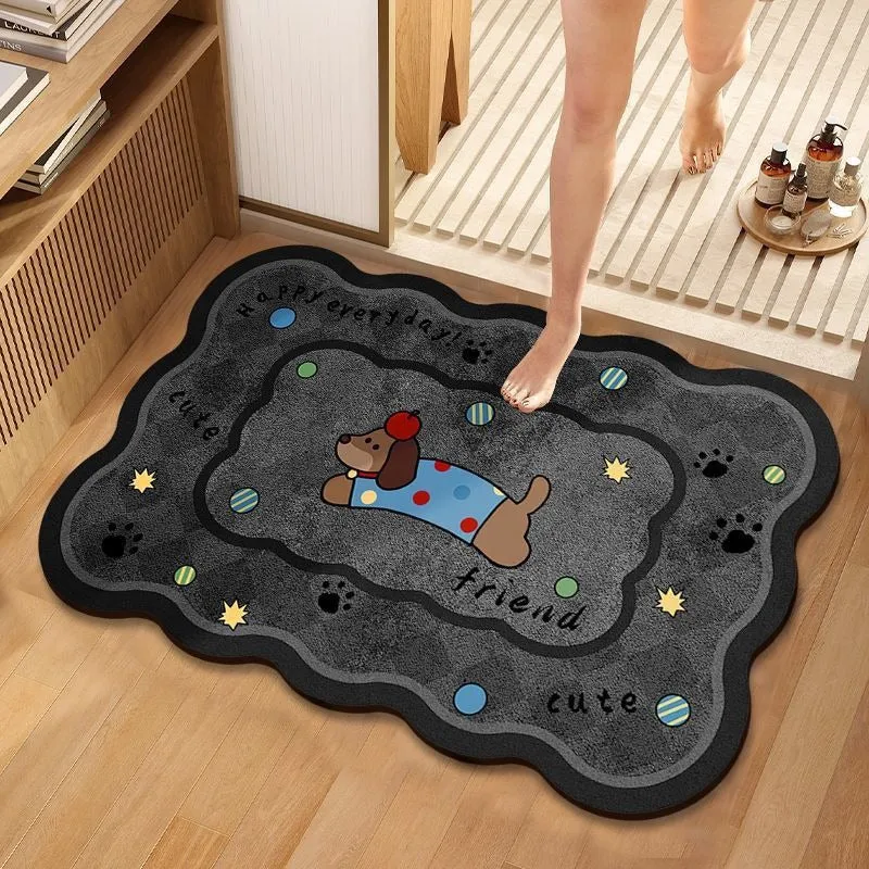 Cute Dog-Themed Plush Bath Mat
