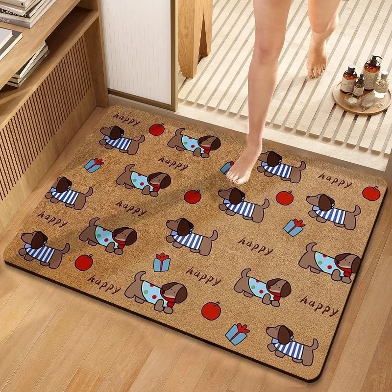 Cute Dog-Themed Plush Bath Mat