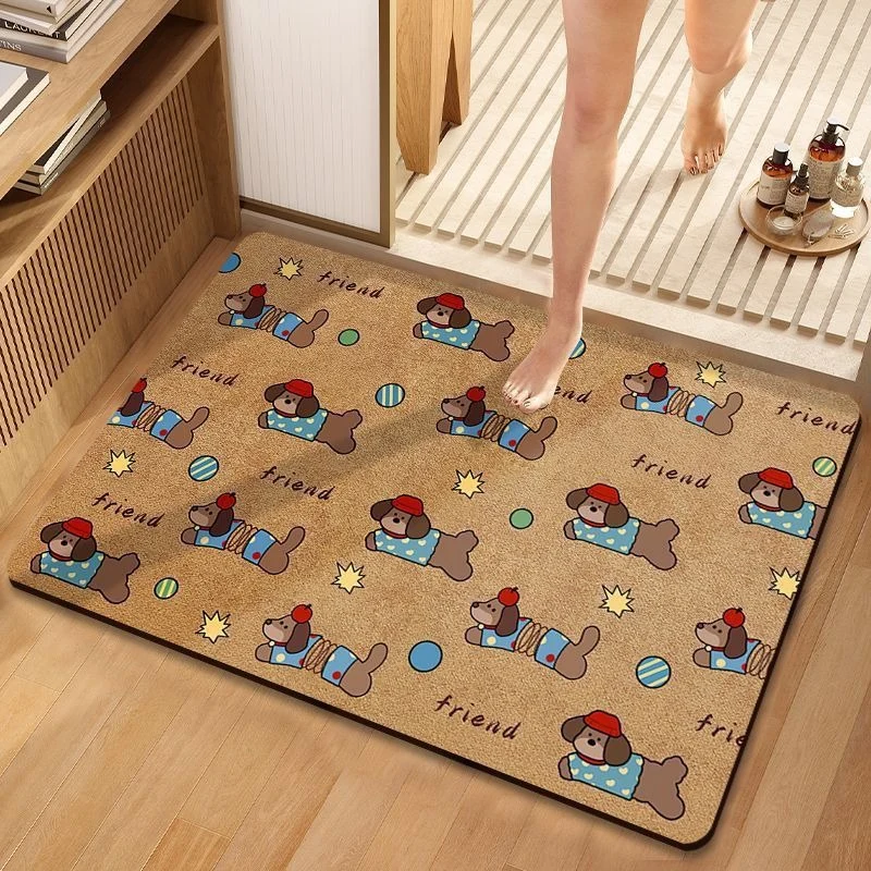 Cute Dog-Themed Plush Bath Mat