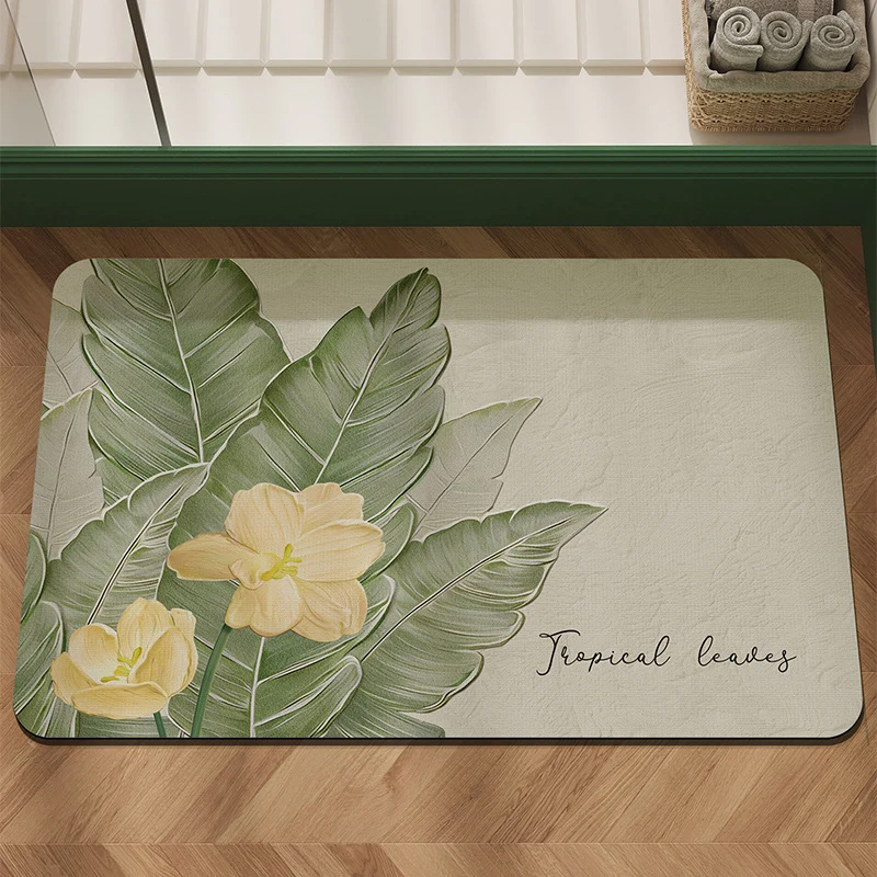 Floral Print Bathroom Mat