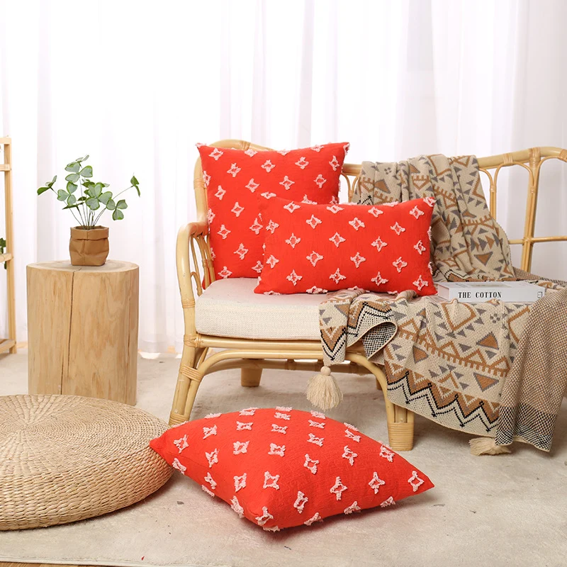 Bohemian Embroidered Square and Lumbar Throw Pillow Cover Set