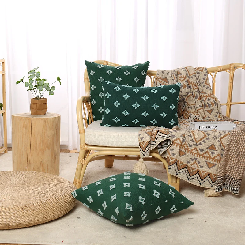 Bohemian Embroidered Square and Lumbar Throw Pillow Cover Set