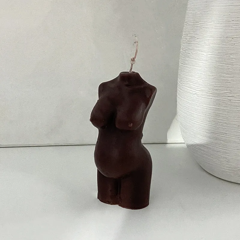 Hand-Poured Sculptural Pregnant Female Torso Decorative Wax Candle