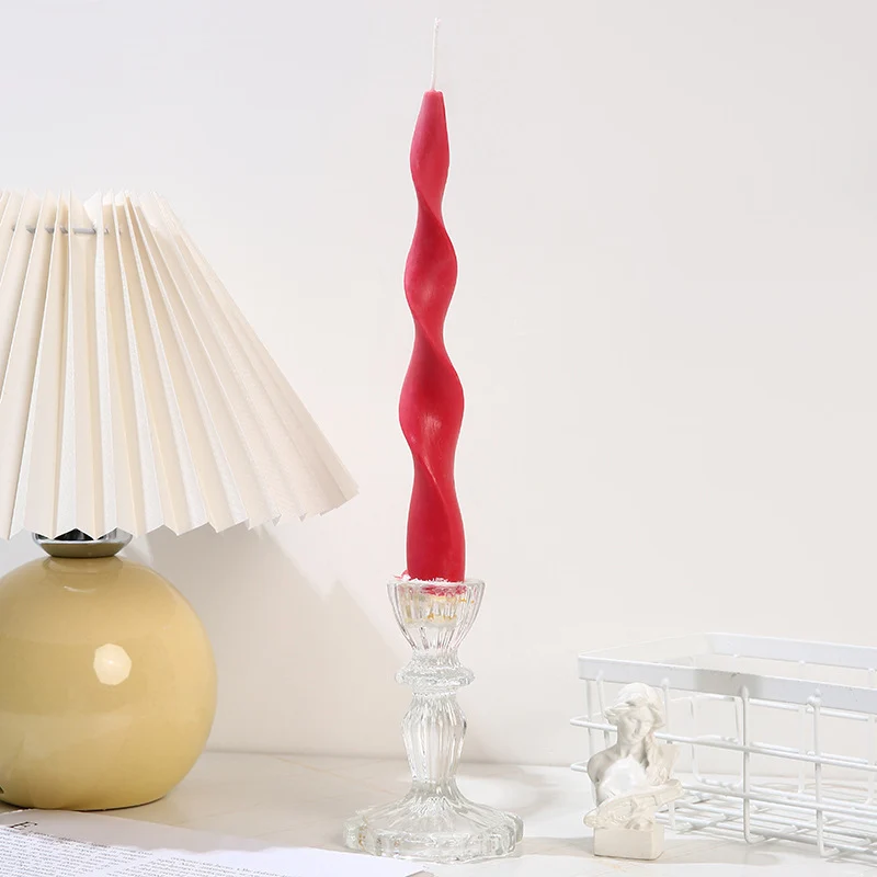 Wavy Sculptural Column Taper Candle