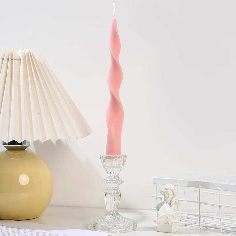 Wavy Sculptural Column Taper Candle