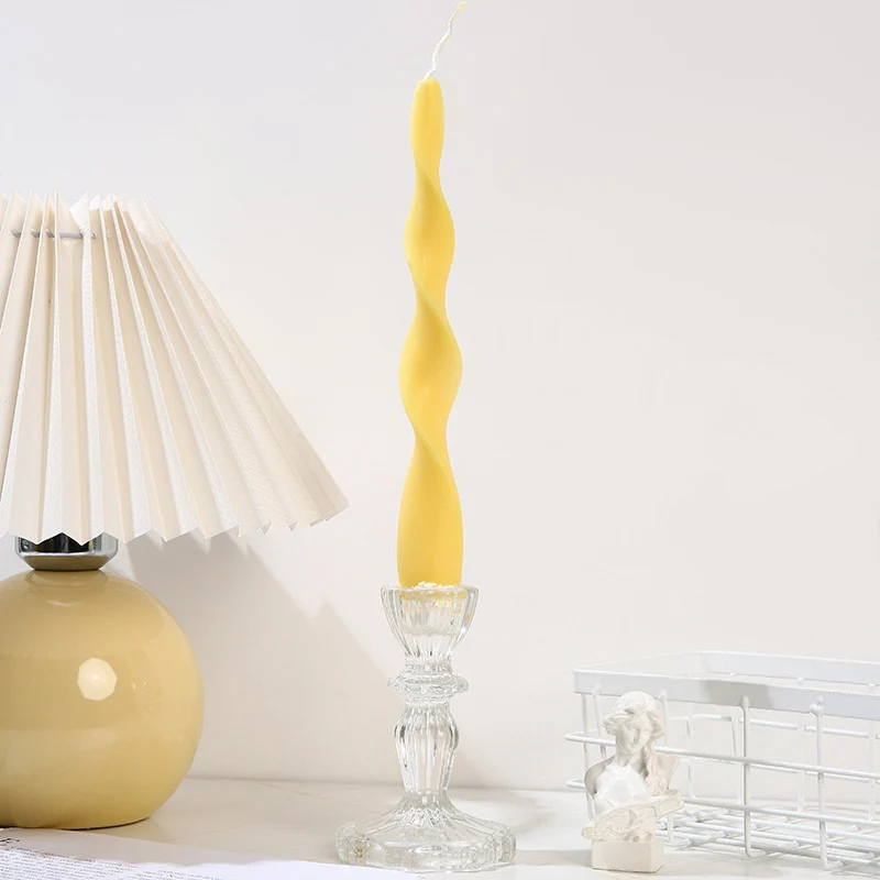Wavy Sculptural Column Taper Candle