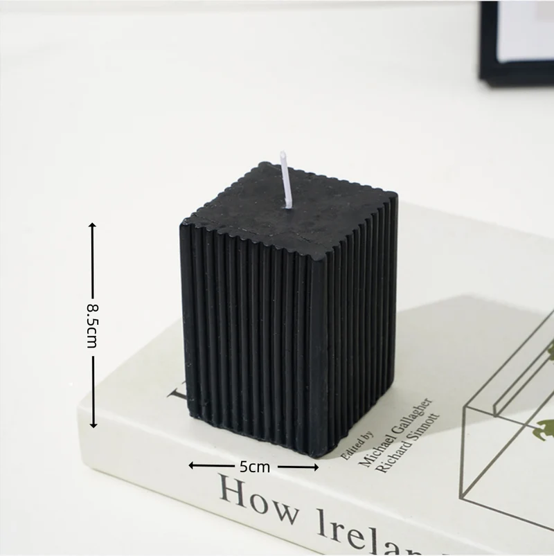 Vertical-Fluted Square Sculptural Pillar Candle