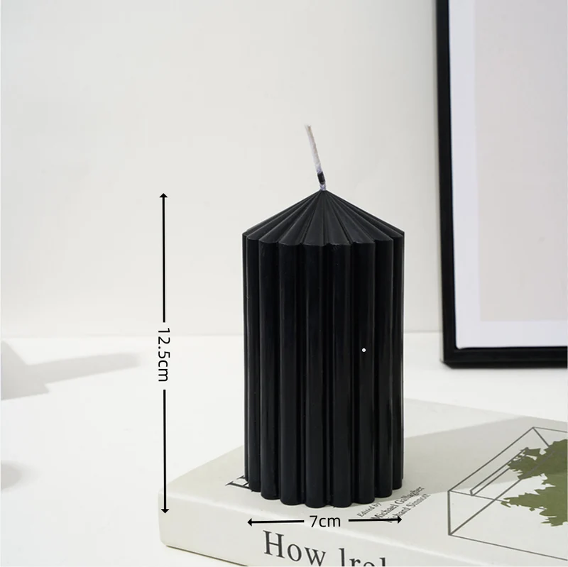 Vertical-Fluted Square Sculptural Pillar Candle