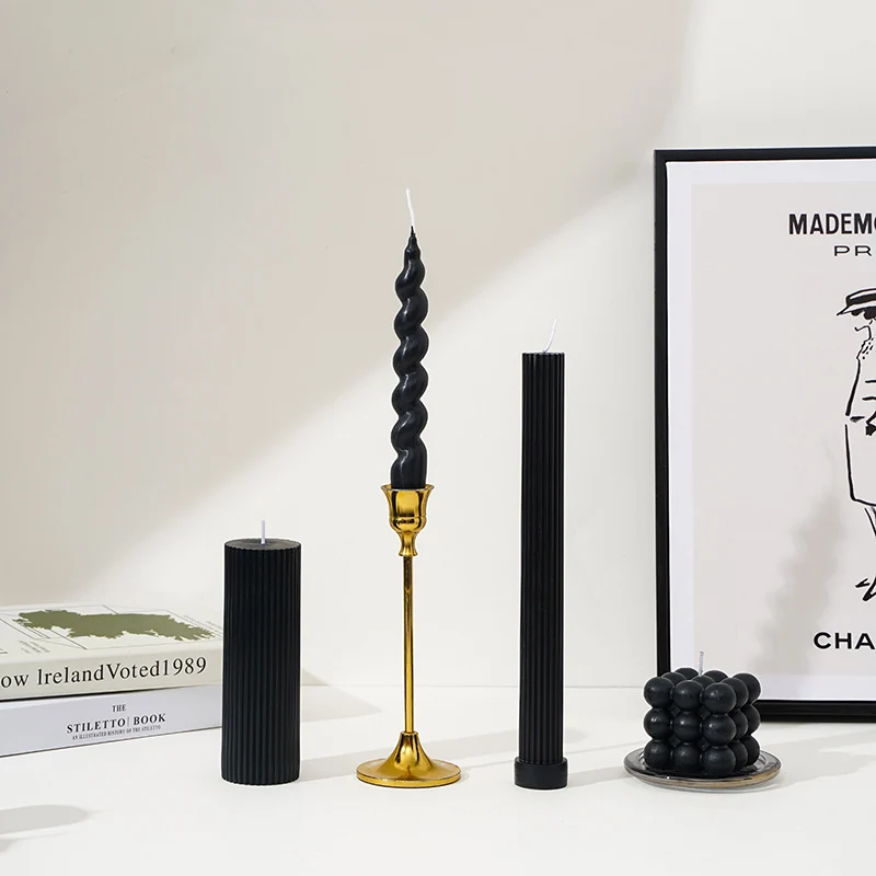 Vertical-Fluted Square Sculptural Pillar Candle