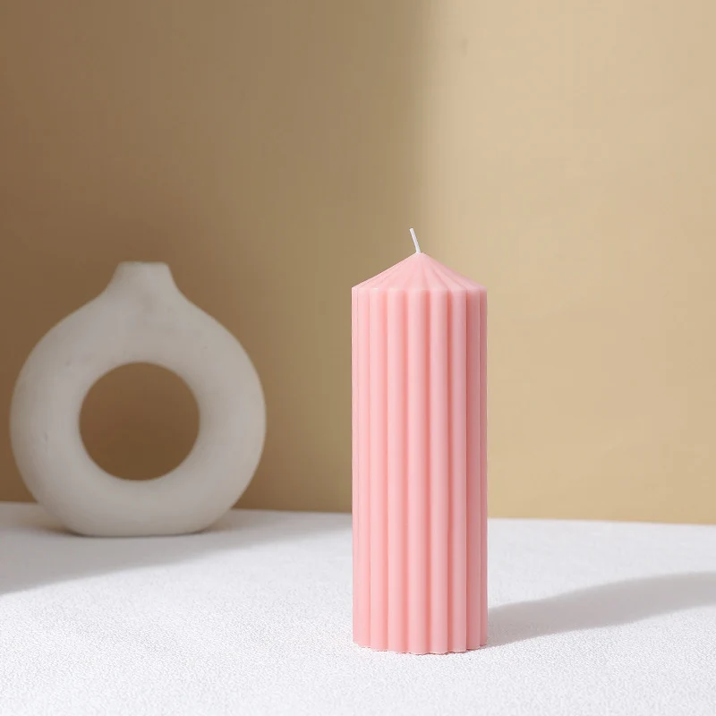 Vertical-Fluted Decorative Pillar Candle Duo