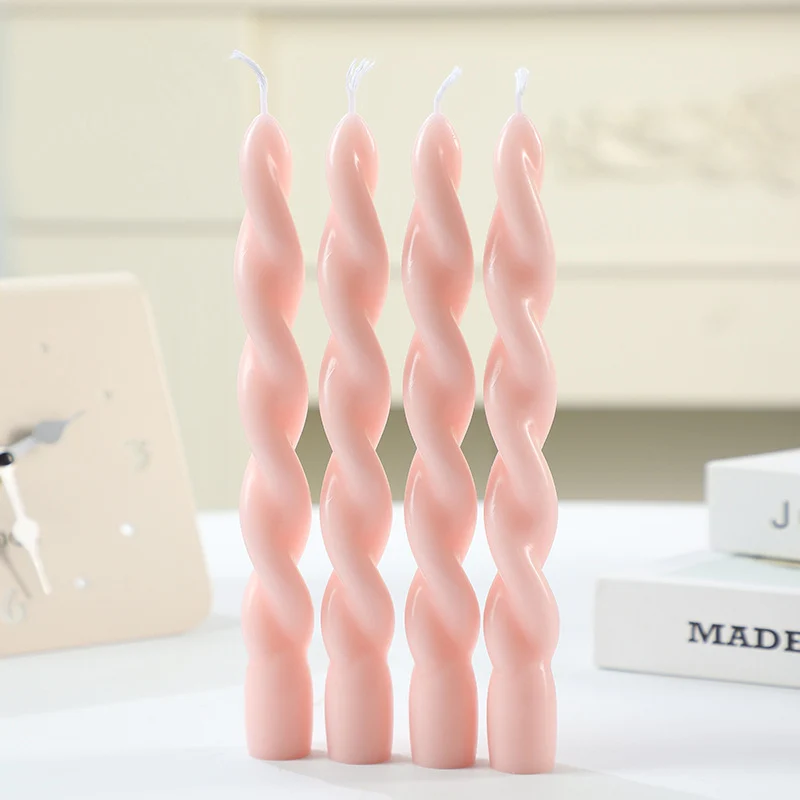 Twisted Spiral Taper Candle Set for Tabletop Decor