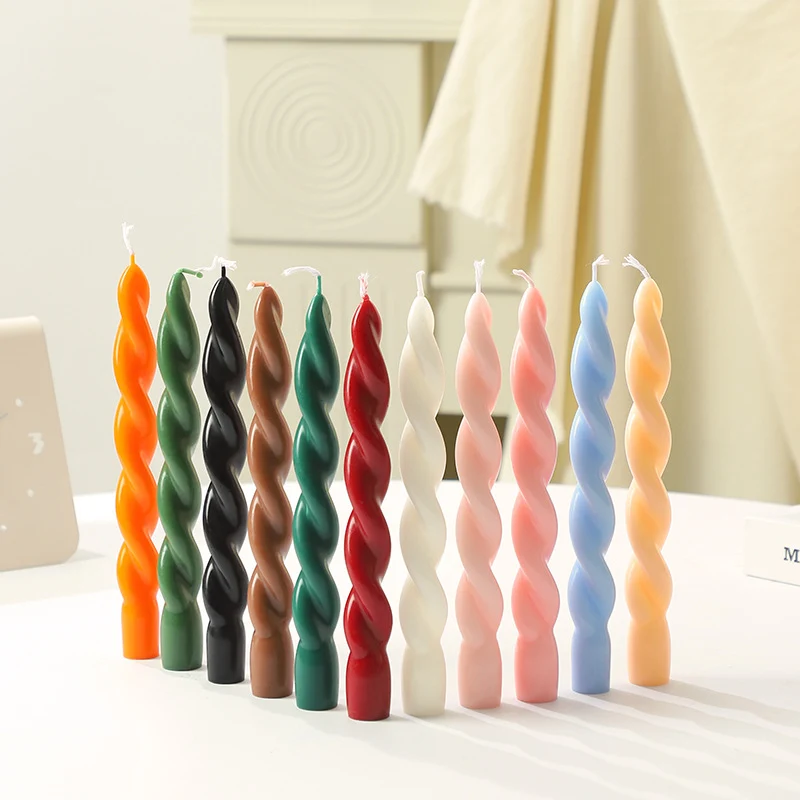 Twisted Spiral Taper Candle Set for Tabletop Decor