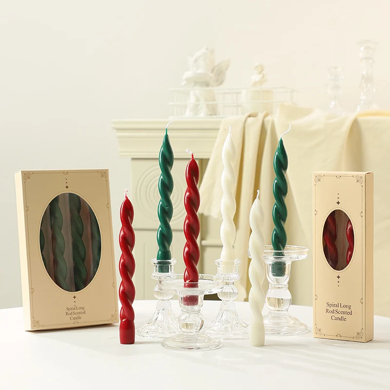 Twisted Spiral Taper Candle Set for Tabletop Decor