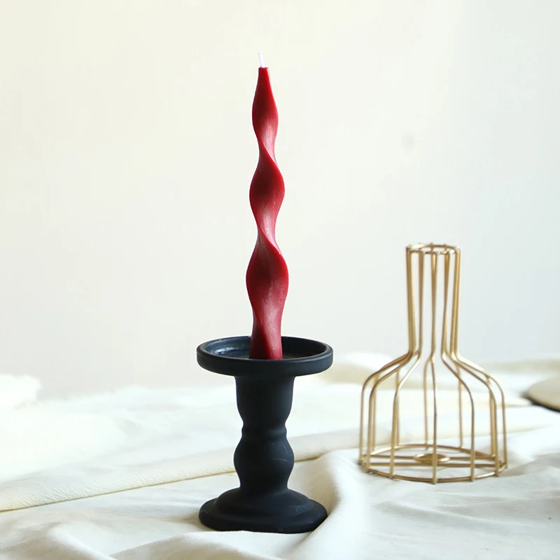 Twisted Spiral Taper Candle Pair Decorative Scented Home Accent