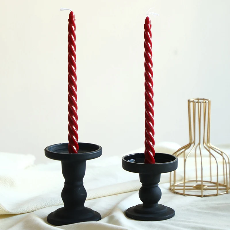 Twisted Spiral Taper Candle Pair Decorative Scented Home Accent