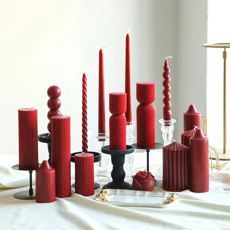 Twisted Spiral Taper Candle Pair Decorative Scented Home Accent