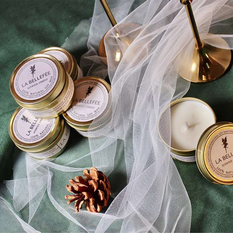 Travel Tin Soy Scented Candle Collection with Cotton Wicks and Reusable Metal Tins