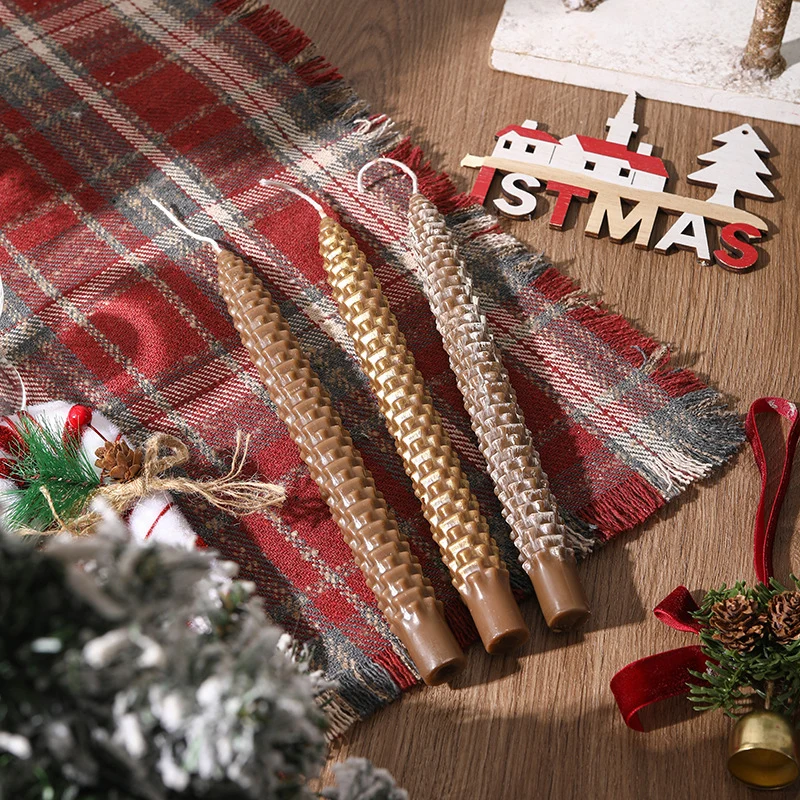 Textured Pinecone-Scale Sculptural Taper Candle