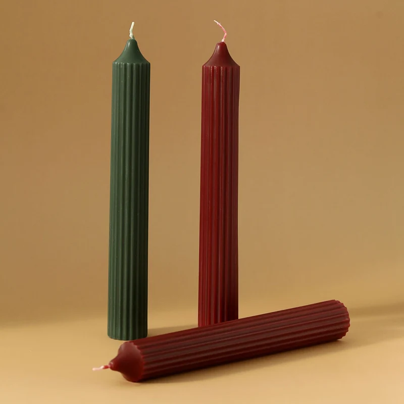 Tall Ribbed Fluted Column Decorative Tabletop Candle