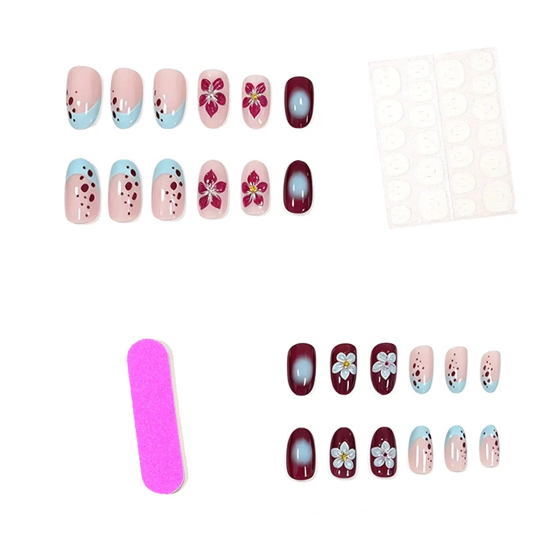 Künstlerische florale Acryl-Nagelverlängerungen Karnz