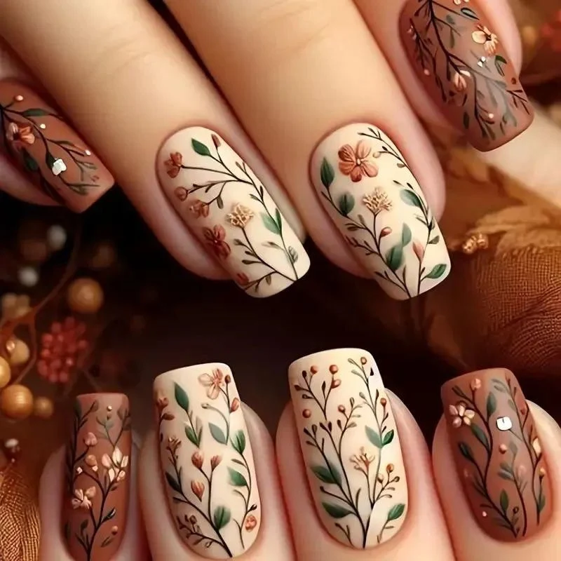 Künstlerische herbstliche Nagelkunst Karnz