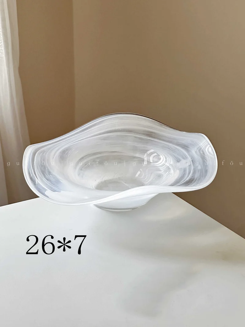 Mouth-blown gewölbte Glas dekorative Bodenvase Karnz