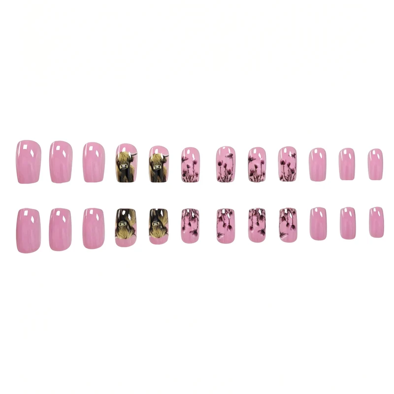 Floral-Themed Highland Cattle Nail Art Stornfield