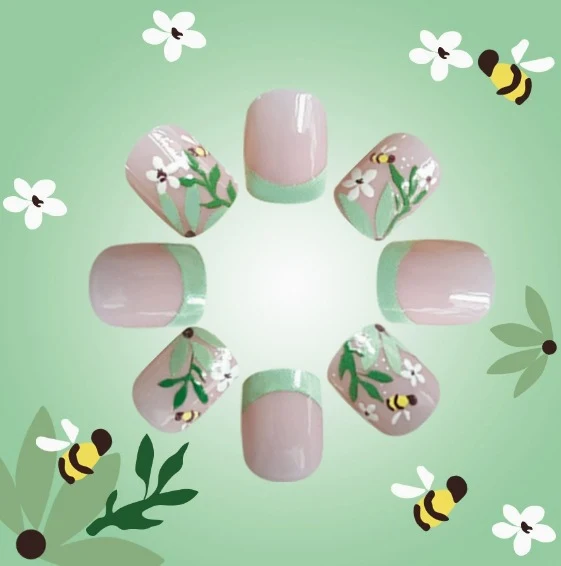 Floral-Themed Acrylic Nail Art Enhancements Stornfield