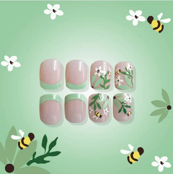 Floral-Themed Acrylic Nail Art Enhancements Stornfield