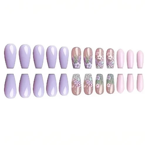 Floral Themed Acrylic Nail Art Enhancements Stornfield