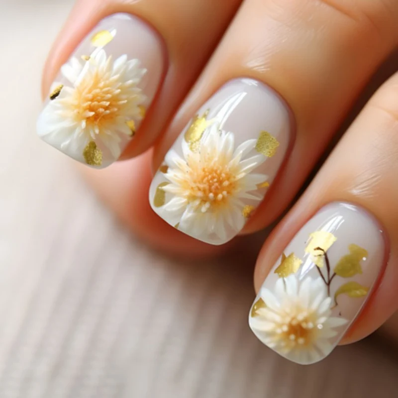 Floral Themed Acrylic Nail Art Stornfield
