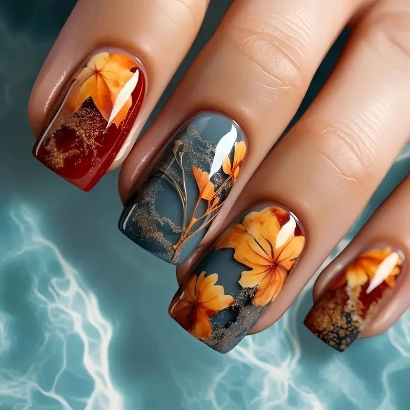 Floral Theme Acrylic Nail Art Stornfield