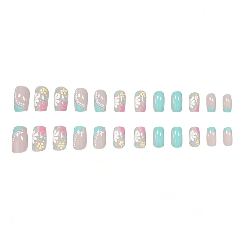 Floral Patterned Acrylic Nail Extensions Stornfield