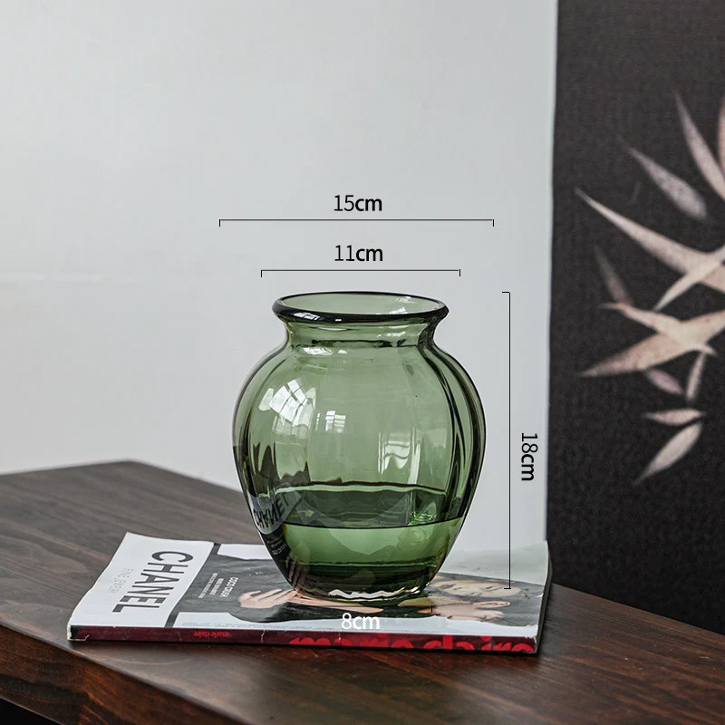 Mouthblown gerippte rauchige Glaslampen-Vase mit schmalem Hals Karnz