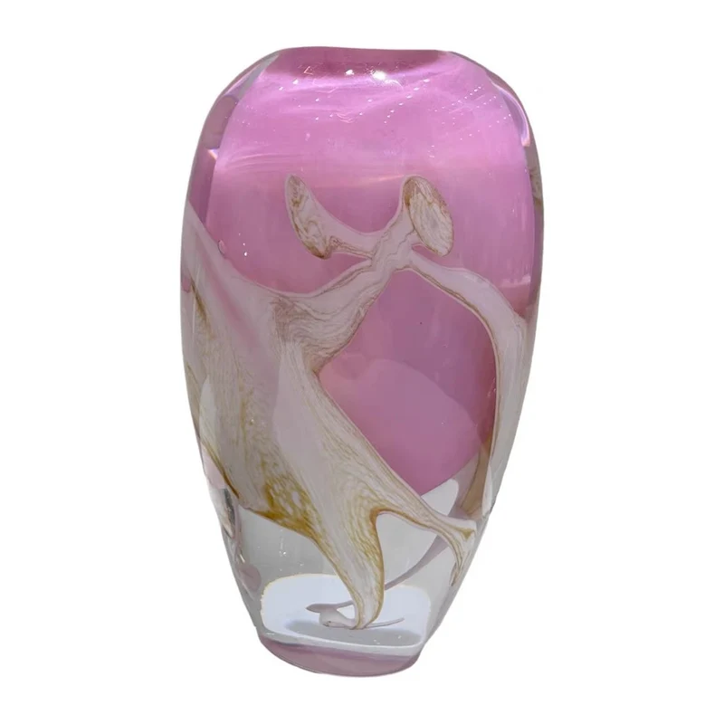 Mouthblown encased glass Budvase mit skulpturalen Blüteneinschlüssen Karnz