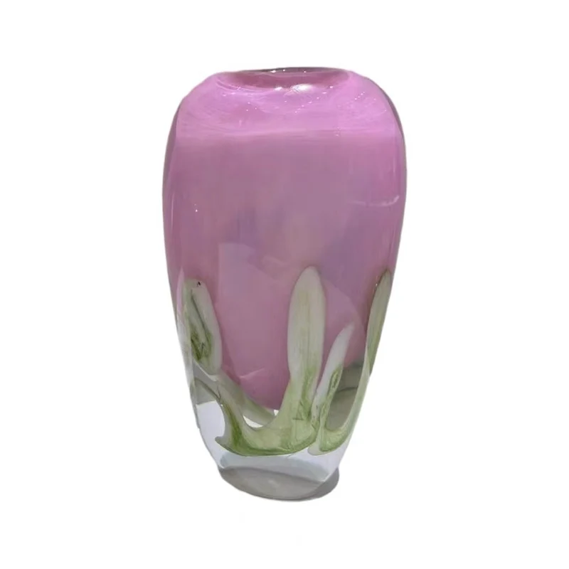 Mouthblown encased glass Budvase mit skulpturalen Blüteneinschlüssen Karnz