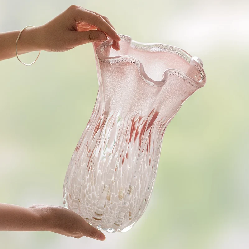 Sculptural Rippled Art Glass Decorative Vase Stornfield