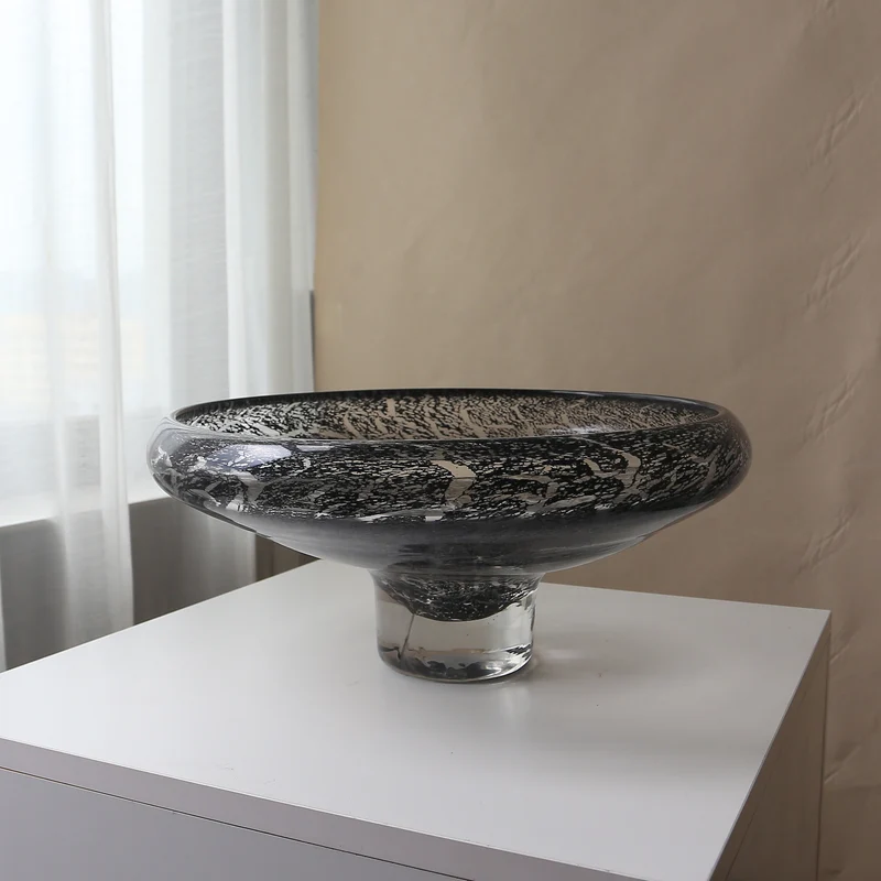 Sculptural Handcrafted Decorative Glass Centerpiece Bowl Stornfield