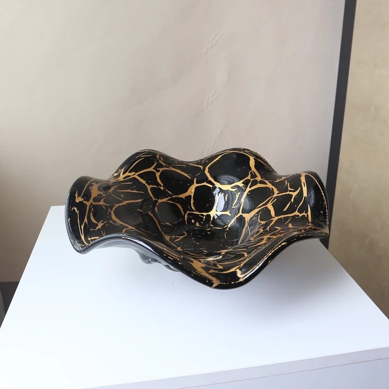 Sculptural Handcrafted Decorative Glass Centerpiece Bowl Stornfield
